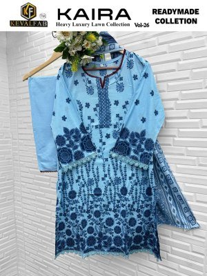 Keval Fab Kaira Vol 26  Exclusive Karachi Luxury Designer Collection  Heavy Lawn Cotton Printed Top And Pant with Heavy Mal Mal Dupatta Wholesale  kurtis catalogs