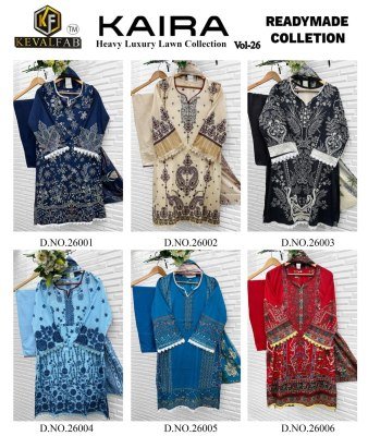 Keval Fab Kaira Vol 26  Exclusive Karachi Luxury Designer Collection  Heavy Lawn Cotton Printed Top And Pant with Heavy Mal Mal Dupatta Wholesale  kurtis catalogs