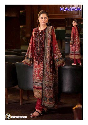 Keval Fab Kaira Vol 26 Unstitched Karachi Collection Heavy Lawn Cotton Designer Prints Top Bottom Dupatta Wholesale dress material catalogs
