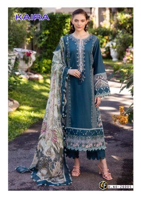 Keval Fab Kaira Vol 26 Unstitched Karachi Collection Heavy Lawn Cotton Designer Prints Top Bottom Dupatta Wholesale dress material catalogs