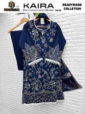 Keval Fab Kaira Vol 26 Womens Ready Made Karachi Kurti Set with Printed Lawn Cotton Pant And Dupatta Wholesale Keval fab