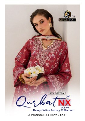 Keval Fab Qurbat NX Vol-9 Heavy Cotton Readymade Suit Collection 