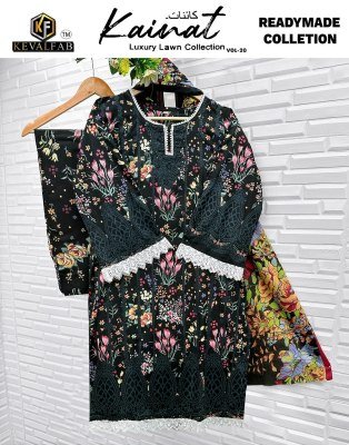 Keval Kainat Vol 20 Karachi Collection  Pure Lawn Cotton Printed Kurti  Pant And Dupatta Set Wholesale kurtis catalogs