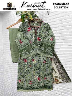 Keval Kainat Vol 20 Karachi Collection  Pure Lawn Cotton Printed Kurti  Pant And Dupatta Set Wholesale kurtis catalogs