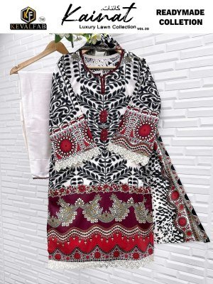 Keval Kainat Vol 20 Karachi Collection  Pure Lawn Cotton Printed Kurti  Pant And Dupatta Set Wholesale kurtis catalogs