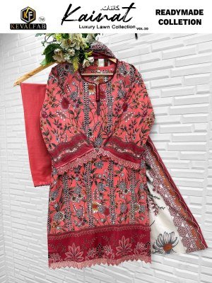 Keval Kainat Vol 20 Karachi Collection  Pure Lawn Cotton Printed Kurti  Pant And Dupatta Set Wholesale kurtis catalogs