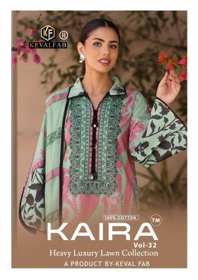 Keval Kaira Vol-32 Heavy Lawn Cotton Karachi Readymade Kurti Pant with Dupatta Set wholesale catalogs