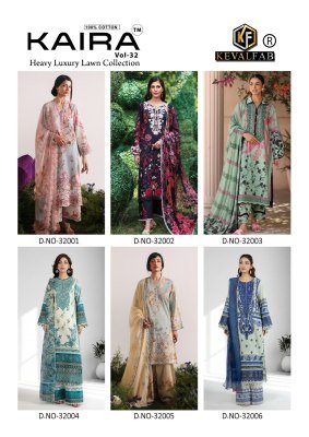 Keval Kaira Vol-32 Heavy Lawn Cotton Karachi Readymade Kurti Pant with Dupatta Set kurti pant with dupatta Catalogs
