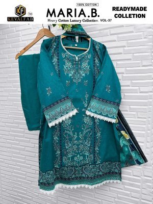Keval Maria B Vol 37 Pure Lawn Cotton Pakistani Kurti Pant Dupatta Set Wholesale kurtis catalogs