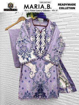 Keval Maria B Vol 37 Pure Lawn Cotton Pakistani Kurti Pant Dupatta Set Wholesale kurtis catalogs