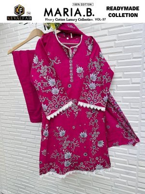 Keval Maria B Vol 37 Pure Lawn Cotton Pakistani Kurti Pant Dupatta Set Wholesale kurtis catalogs