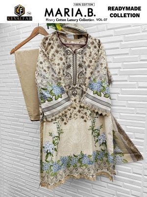 Keval Maria B Vol 37 Pure Lawn Cotton Pakistani Kurti Pant Dupatta Set Wholesale kurtis catalogs
