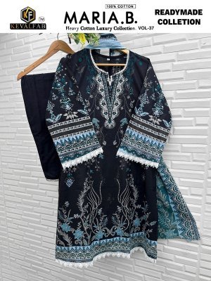 Keval Maria B Vol 37 Pure Lawn Cotton Pakistani Kurti Pant Dupatta Set Wholesale kurtis catalogs