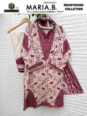 Keval Maria B Vol 37 Pure Lawn Cotton Pakistani Kurti Pant Dupatta Set Wholesale kurtis catalogs