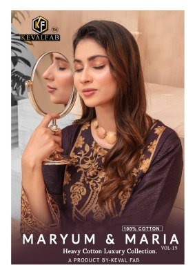  Keval Maryum and  Maria Vol 19 Karachi Dress Material pure cotton catalogs pcs wholesale rate dress material catalogs