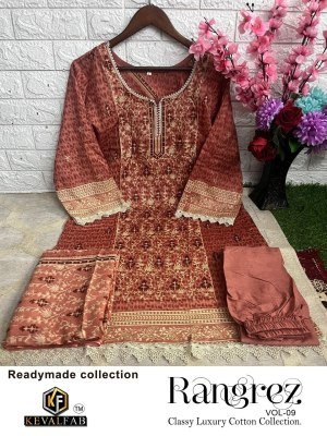 Keval Rangrez Vol 9 Pure Lawn Cotton Ready made Karachi Kurti Pant with Printed Dupatta Set  Wholesale kurtis catalogs