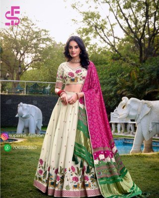 Khadi Cotton Embroidered Lehenga Choli 1437 LUS Timeless Khadi Elegance Embroidered Lehenga Choli with Gaji Silk Lagadi Patta Tassel Dupatta Wholesale lehenga choli