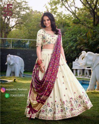 Khadi Cotton Embroidered Lehenga Choli 1437 FLW Timeless Khadi Elegance Embroidered Lehenga Choli with Gaji Silk Lagadi Patta Tassel Dupatta Wholesale lehenga choli