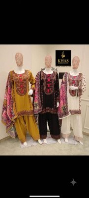 Khas DN 4536 Rayon Embroidered Kurti with Farshi Salwar and Muslin Dupatta Set readymade suit catalogs