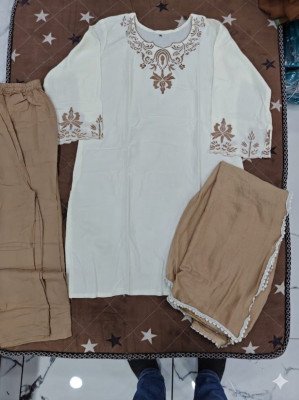 Khas DN 64 Rayon Embroidered Kurti with Palazzo and Chiffon Dupatta Set readymade suit catalogs