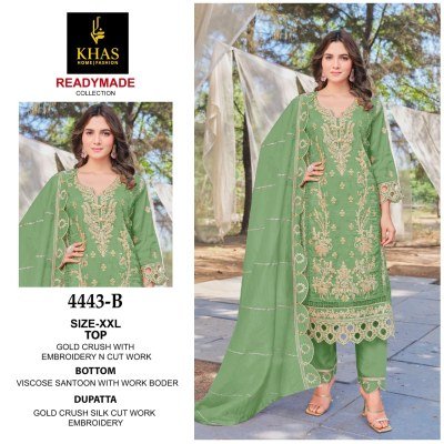 Khas Gold Crush 4443A 4443B 4443C Exclusive Designer Ensemble Kurti  Pants And Dupatta Wholesale kurtis catalogs