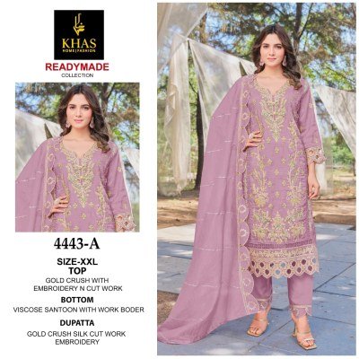 Khas Gold Crush 4443A 4443B 4443C Exclusive Designer Ensemble Kurti  Pants And Dupatta Wholesale kurtis catalogs