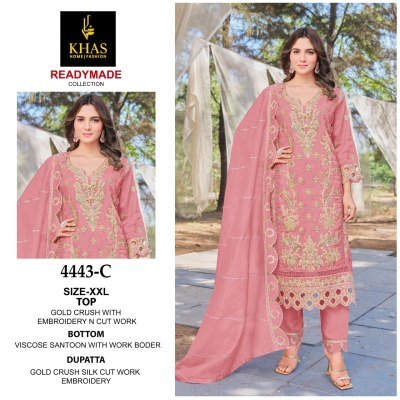 Khas Gold Crush D No  4443 A B C  Royal Ready Wear Premium Top  Bottom with Dupatta Wholesale kurtis catalogs