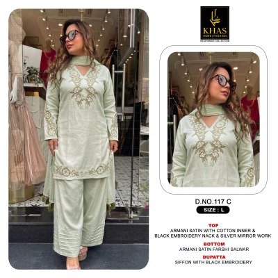 Khas Viral Readymade Armani Satin Kurti with Farshi Salwar & Chiffon Dupatta 
