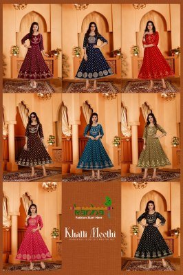 Khetti Metti by Kanha fancy heavy reyon embroidered kurti catalogue at low rate kurtis catalogs