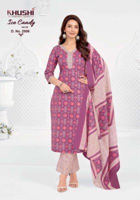 Khushi Ice Candy Vol-2 Pure Cotton Pant Style Kurti Set kurti pant with dupatta Catalogs