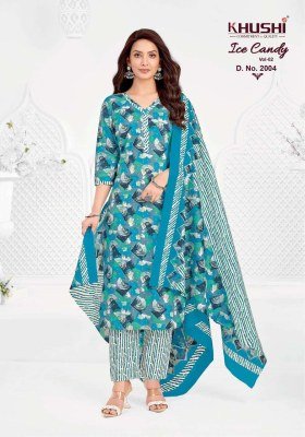 Khushi Ice Candy Vol-2 Pure Cotton Pant Style Kurti Set kurti pant with dupatta Catalogs