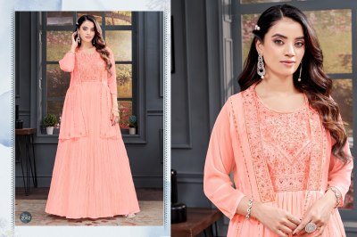 Khushi by Morni georgette with opened jacket and embroidered readymade lehenga choli catalogue at affordable rate readymade suit catalogs