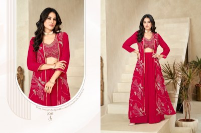 Khushi fashion by Tahira embroidered georgette shrug set with palazzo catalogue at low rate   readymade suit catalogs