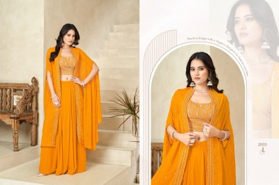 Khushi fashion by Tahira embroidered georgette shrug set with palazzo catalogue at low rate   readymade suit catalogs