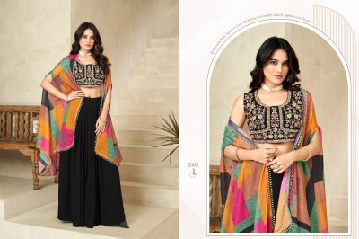 Khushi fashion by Tahira embroidered georgette shrug set with palazzo catalogue at low rate   readymade suit catalogs