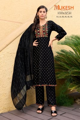 Khwaish by Mukesh reyon foil printed embroidered readymade suit catalogue at amaviexpo readymade suit catalogs