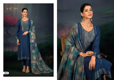 Kilory Trends Festive Show Collection Pure Muslin Jacquard Silk Unstitched Suit with Handwork And Digital Print Dupatta Wholesale dress material catalogs