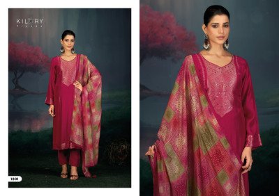 Kilory Trends Festive Show Collection Pure Muslin Jacquard Silk Unstitched Suit with Handwork And Digital Print Dupatta Wholesale dress material catalogs