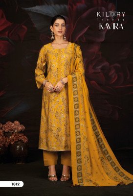 Kilory Trends  Kavira Pure Muslin Silk Unstitched Suit Set with Digital Foil Print, Beads Embroidery And Printed Dupatta Wholesale dress material catalogs