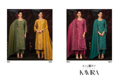 Kilory Trends  Kavira Pure Muslin Silk Unstitched Suit Set with Digital Foil Print, Beads Embroidery And Printed Dupatta Wholesale dress material catalogs