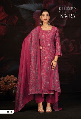 Kilory Trends  Kavira Pure Muslin Silk Unstitched Suit Set with Digital Foil Print, Beads Embroidery And Printed Dupatta Wholesale dress material catalogs
