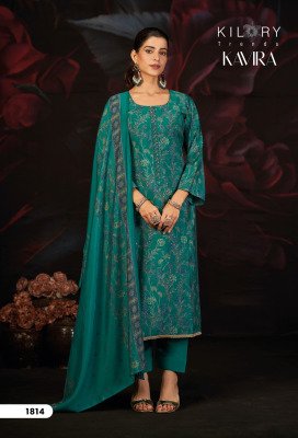 Kilory Trends  Kavira Pure Muslin Silk Unstitched Suit Set with Digital Foil Print, Beads Embroidery And Printed Dupatta Wholesale dress material catalogs