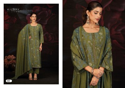 Kilory Trends  Kavira Pure Muslin Silk Unstitched Suit Set with Digital Foil Print, Beads Embroidery And Printed Dupatta Wholesale dress material catalogs