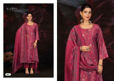 Kilory Trends  Kavira Pure Muslin Silk Unstitched Suit Set with Digital Foil Print, Beads Embroidery And Printed Dupatta Wholesale dress material catalogs