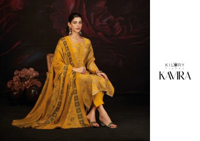 Kilory Trends  Kavira Pure Muslin Silk Unstitched Suit Set with Digital Foil Print, Beads Embroidery And Printed Dupatta Wholesale dress material catalogs