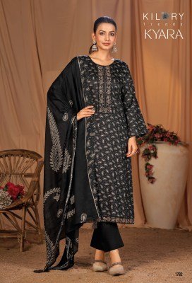 Kilory Trendz Kyara Pure Jam Silk Unstitched Suit with Digital Print And Handwork Pure Rayon Bottom And Muslin Silk Dupatta Wholesale dress material catalogs