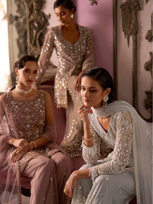 Kimora Heavy Cutdana Sequence Work Readymade Designer Suit D.No 001-003 readymade suit catalogs