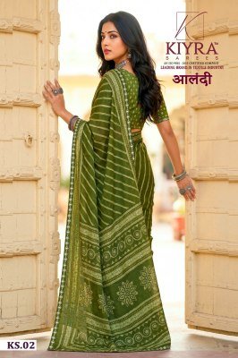 Kiyra Sarees Aalandi PXP Moss Chiffon Saree with Embroidery Lace sarees catalogs