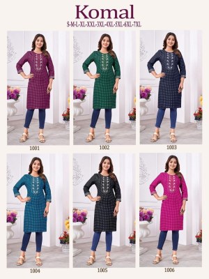 Komal presenting reyon foil printed embroidered kurti catalogue at wholesale price kurtis catalogs