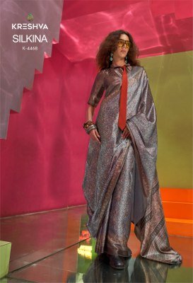 Kreshva Silkina Catalog Spanish Satin Suits with Kashmiri Prints sarees catalogs